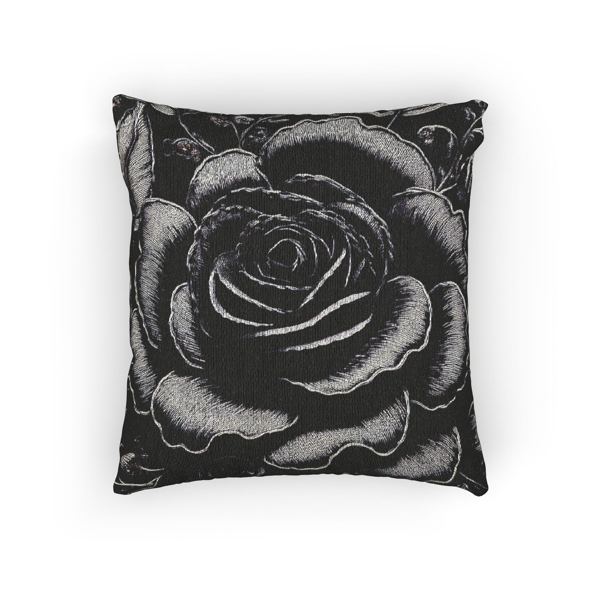 Woven Pillow - Midnight Elegance Large Rose