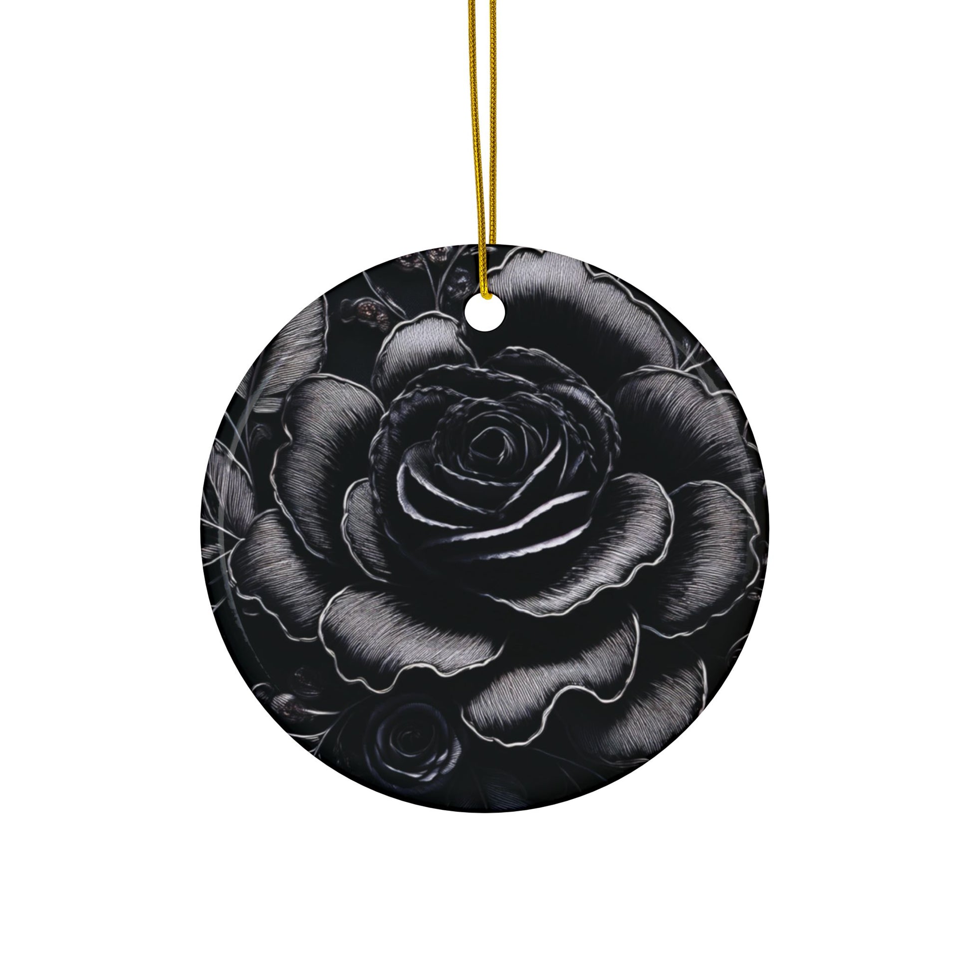 Ceramic Ornament – Midnight Elegance Large Rose