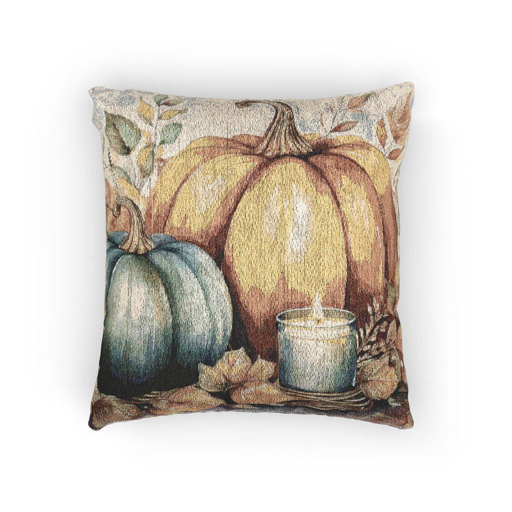 Woven Pillow – Pumpkin Candle Glow