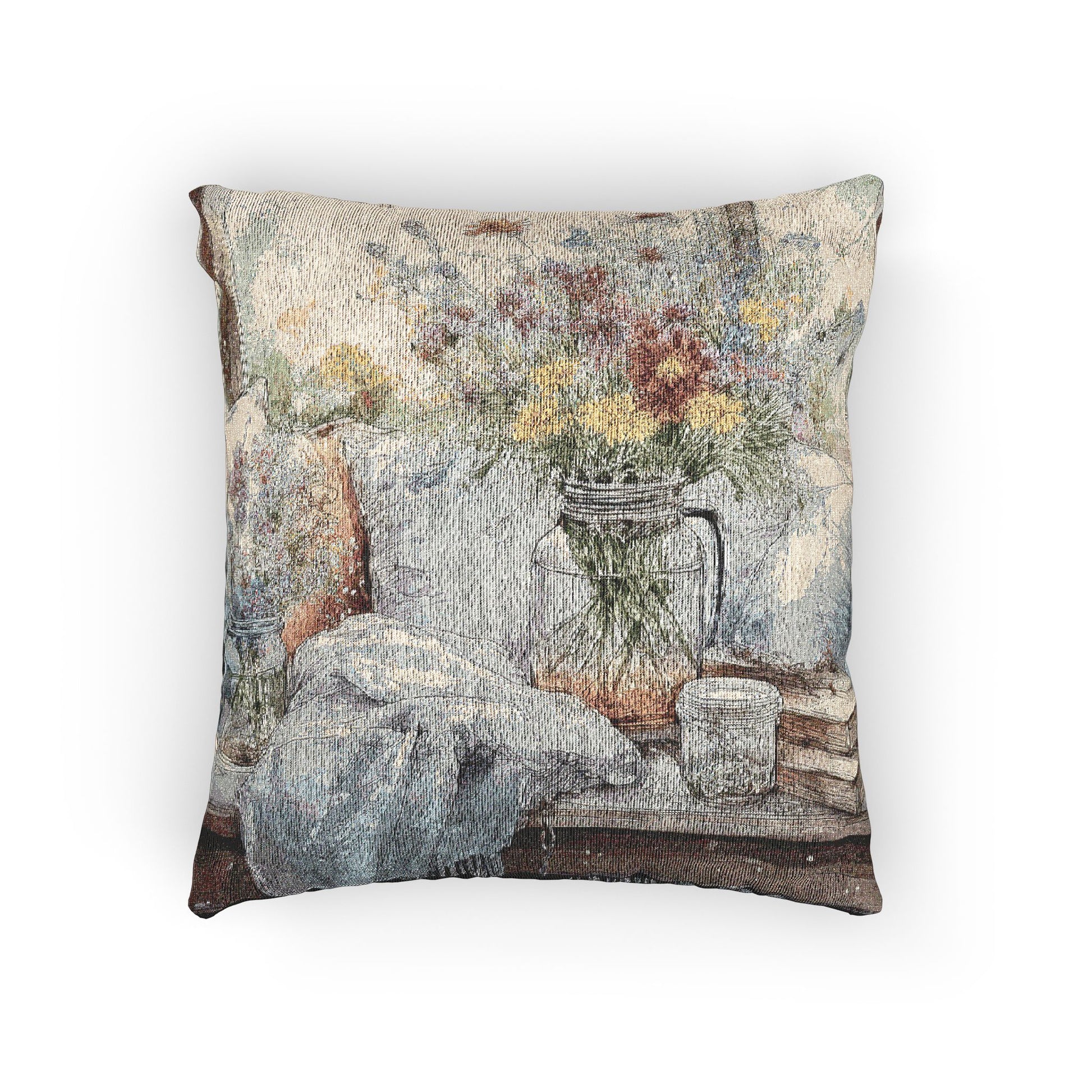 Woven Pillow – Flowers & Farmhouse Charm